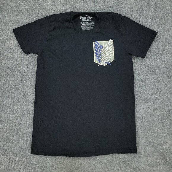 Attack On Titan Shirt Men Medium Black Anime Graphic Tee Crew Neck Short Sleeve - Picture 1 of 13